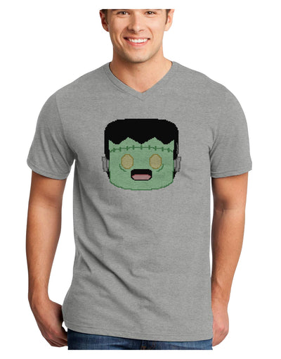 Cute Pixel Monster Adult V-Neck T-shirt-Mens V-Neck T-Shirt-TooLoud-HeatherGray-Small-Davson Sales