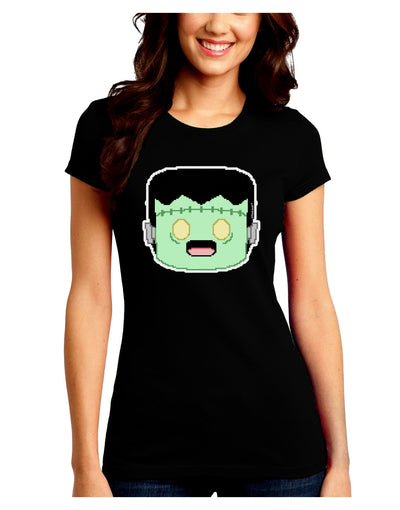 Cute Pixel Monster Juniors Crew Dark T-Shirt-T-Shirts Juniors Tops-TooLoud-Black-Juniors Fitted Small-Davson Sales