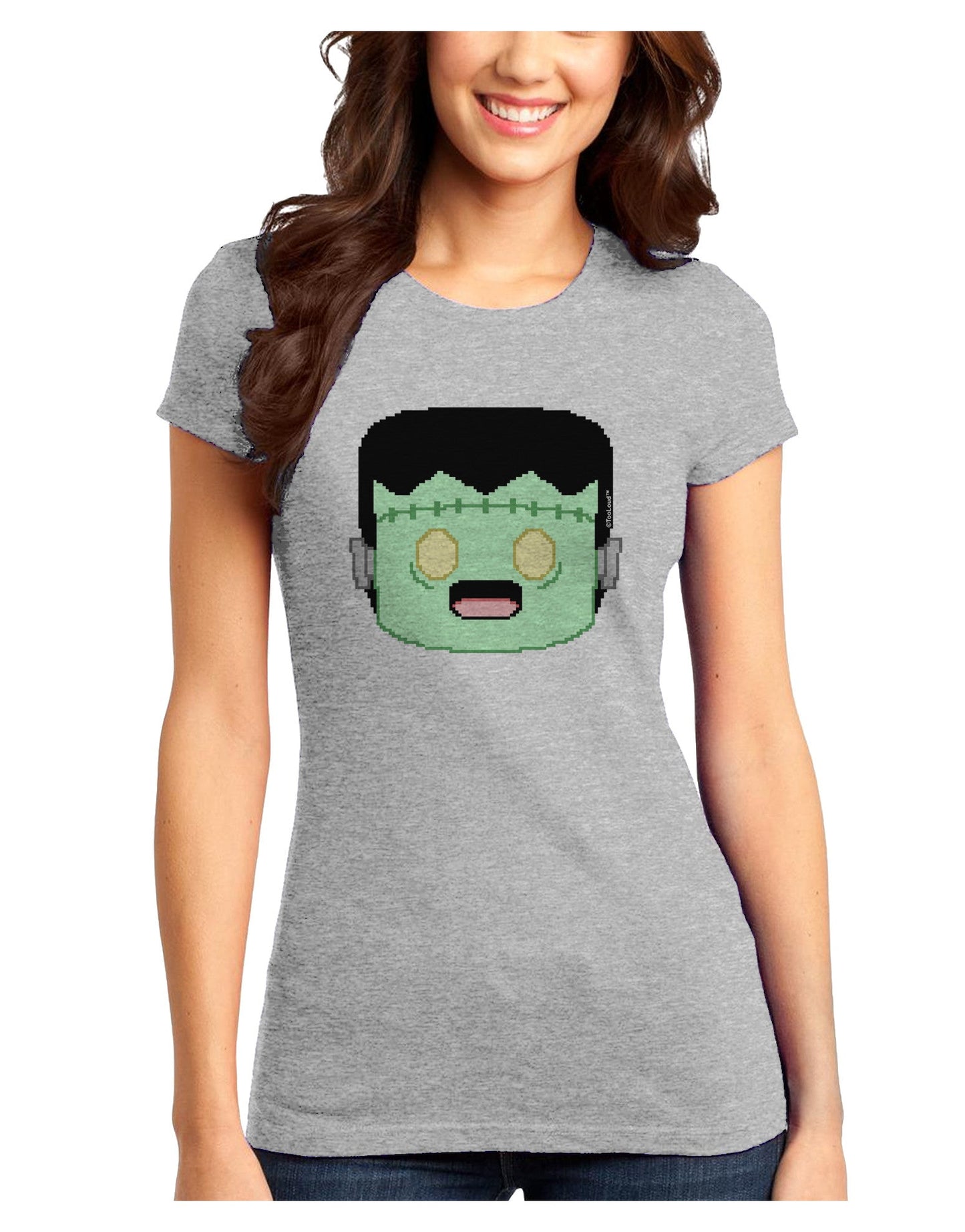 Cute Pixel Monster Juniors T-Shirt-Womens Juniors T-Shirt-TooLoud-Ash-Gray-Juniors Fitted X-Small-Davson Sales