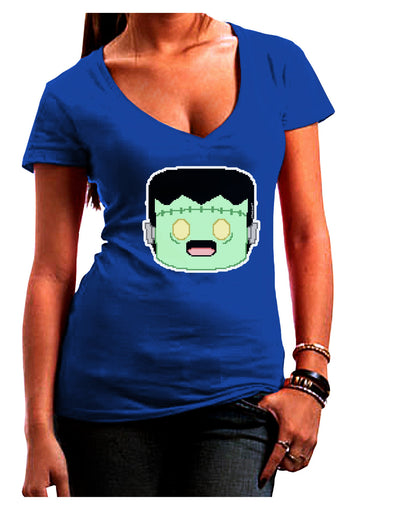 Cute Pixel Monster Juniors V-Neck Dark T-Shirt-Womens V-Neck T-Shirts-TooLoud-Royal-Blue-Juniors Fitted Small-Davson Sales