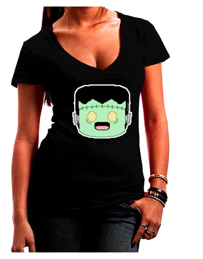 Cute Pixel Monster Juniors V-Neck Dark T-Shirt-Womens V-Neck T-Shirts-TooLoud-Black-Juniors Fitted Small-Davson Sales