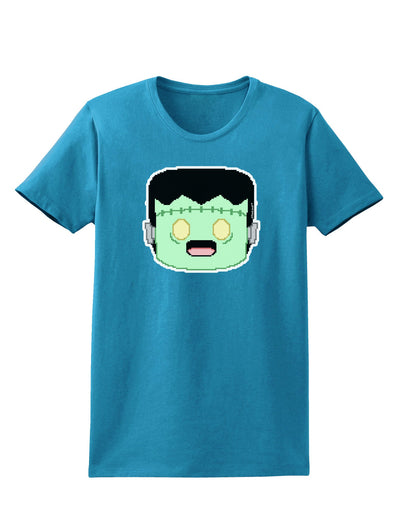 Cute Pixel Monster Womens Dark T-Shirt-TooLoud-Turquoise-X-Small-Davson Sales