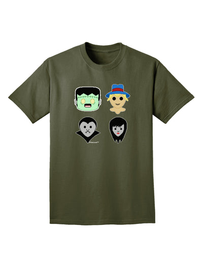 Cute Pixel Monsters Adult Dark T-Shirt-Mens T-Shirt-TooLoud-Military-Green-Small-Davson Sales