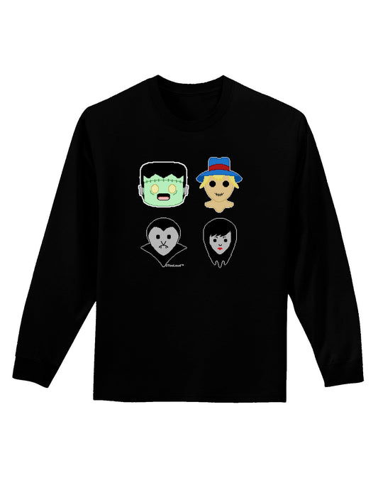 Cute Pixel Monsters Adult Long Sleeve Dark T-Shirt-TooLoud-Black-Small-Davson Sales