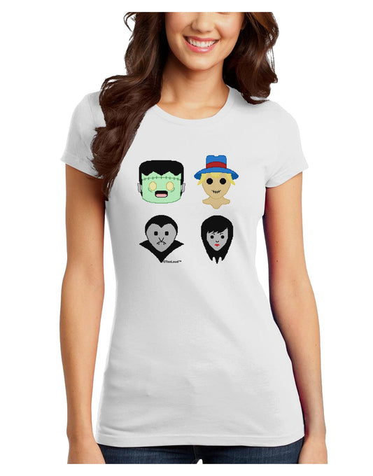 Cute Pixel Monsters Juniors T-Shirt-Womens Juniors T-Shirt-TooLoud-White-Juniors Fitted X-Small-Davson Sales