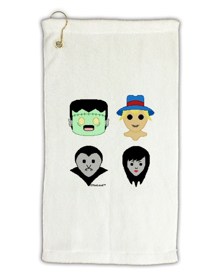 Cute Pixel Monsters Micro Terry Gromet Golf Towel 11&#x22;x19-Golf Towel-TooLoud-White-Davson Sales