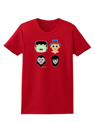 Cute Pixel Monsters Womens Dark T-Shirt-TooLoud-Red-X-Small-Davson Sales