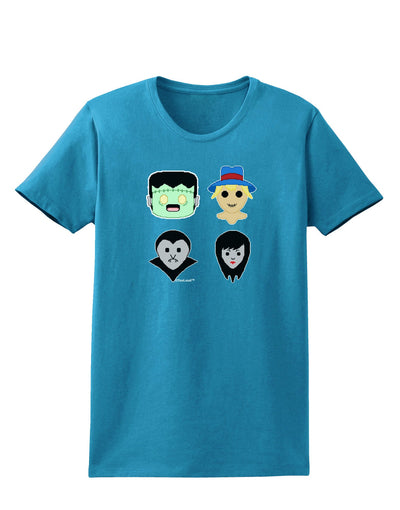 Cute Pixel Monsters Womens Dark T-Shirt-TooLoud-Turquoise-X-Small-Davson Sales