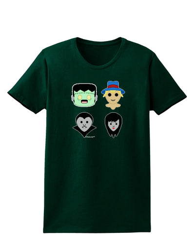 Cute Pixel Monsters Womens Dark T-Shirt-TooLoud-Forest-Green-Small-Davson Sales