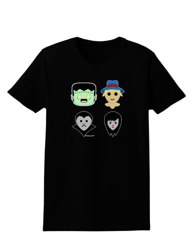 Cute Pixel Monsters Womens Dark T-Shirt-TooLoud-Black-X-Small-Davson Sales