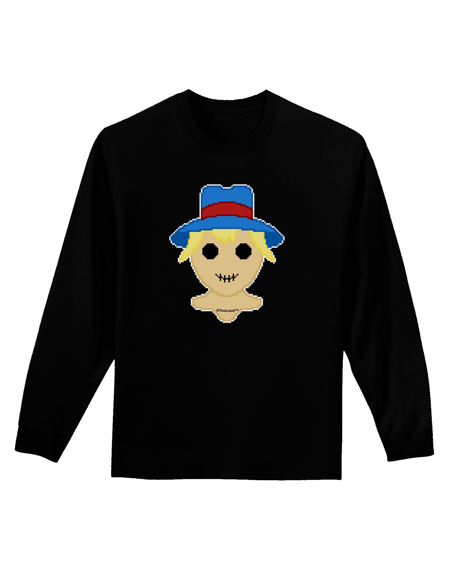 Cute Pixel Scarecrow Adult Long Sleeve Dark T-Shirt-TooLoud-Black-Small-Davson Sales