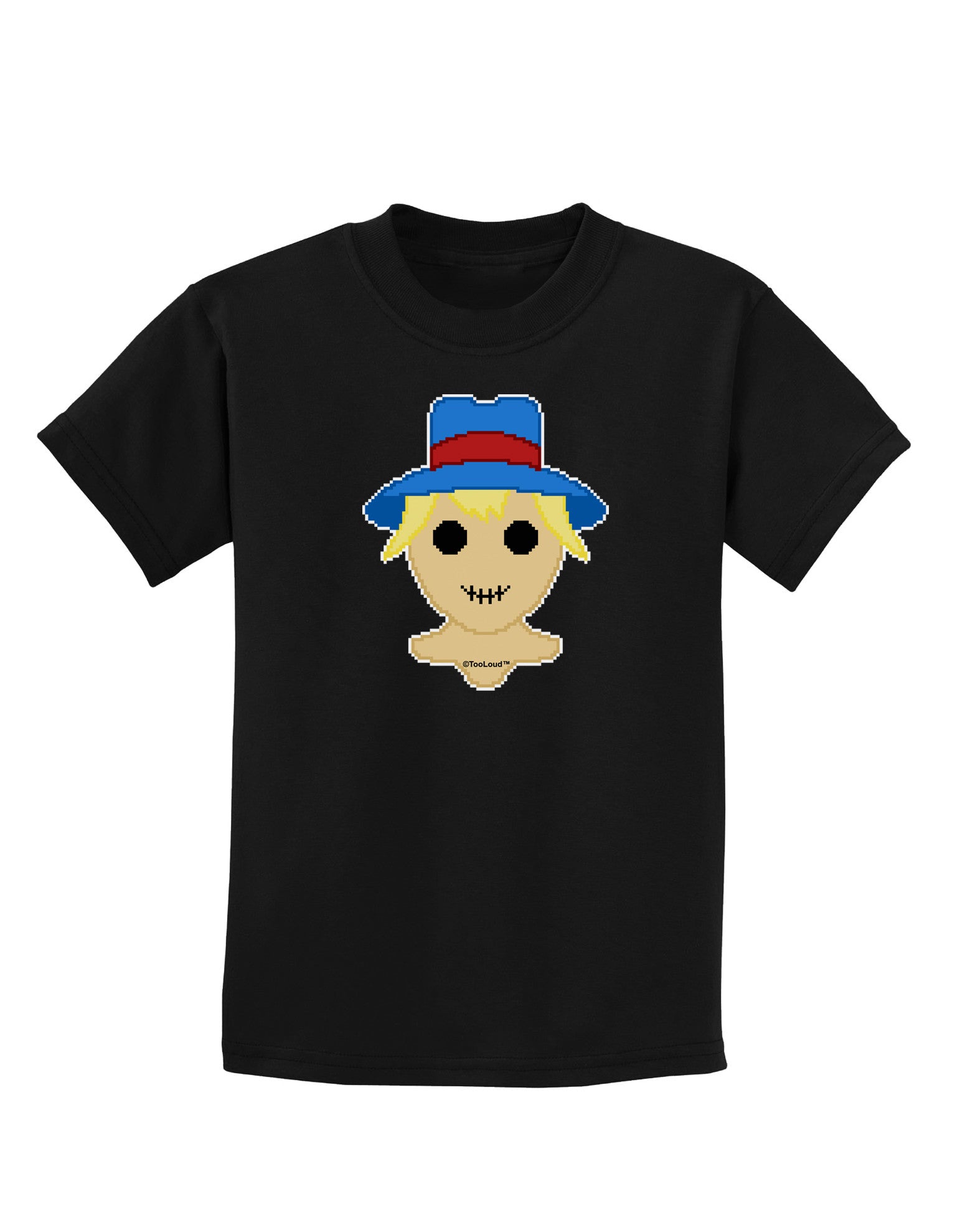 Cute Pixel Scarecrow Childrens Dark T-Shirt-Childrens T-Shirt-TooLoud-Black-X-Small-Davson Sales