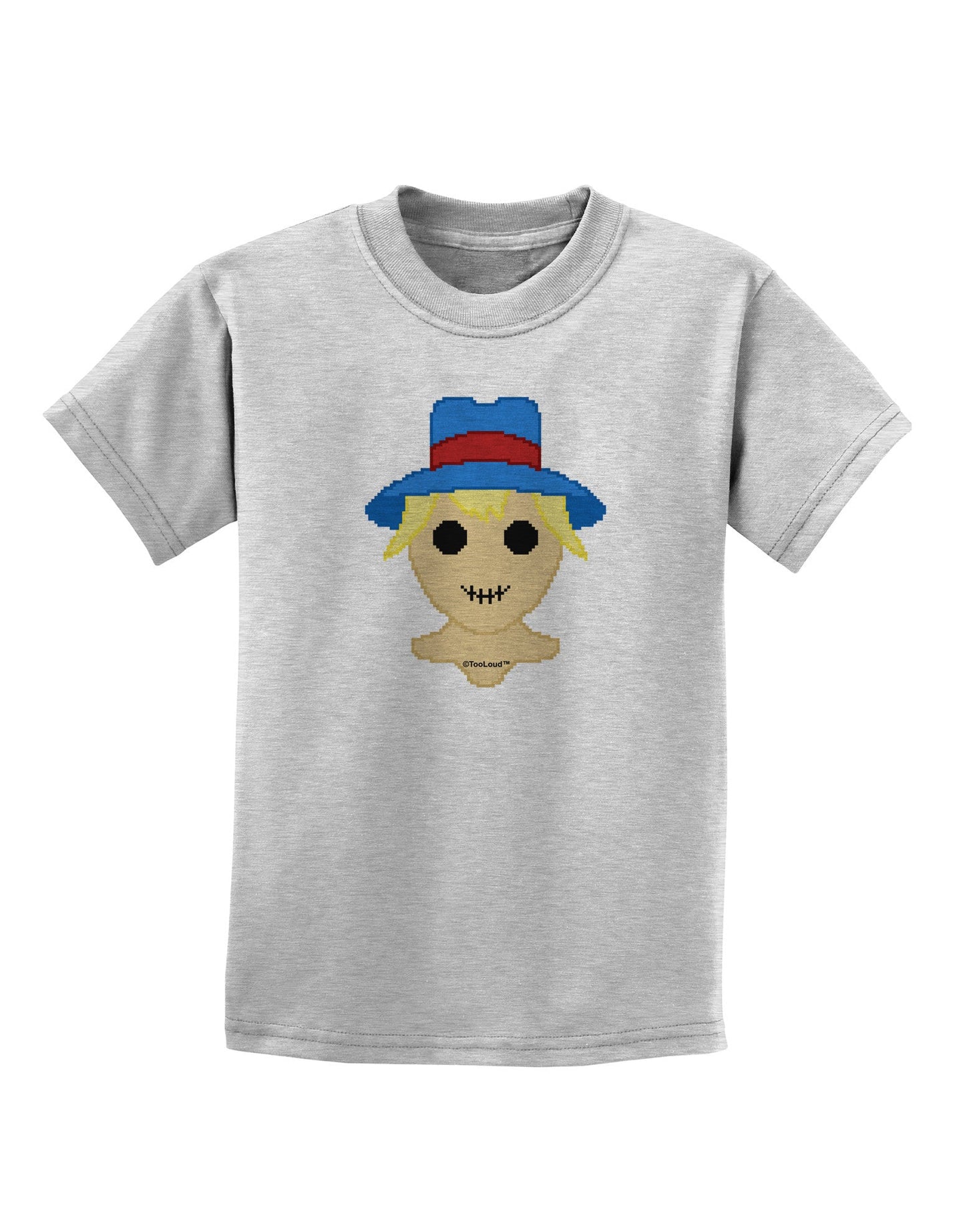 Cute Pixel Scarecrow Childrens T-Shirt-Childrens T-Shirt-TooLoud-AshGray-X-Small-Davson Sales