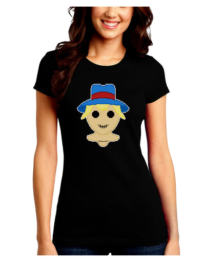 Cute Pixel Scarecrow Juniors Crew Dark T-Shirt-T-Shirts Juniors Tops-TooLoud-Black-Juniors Fitted Small-Davson Sales