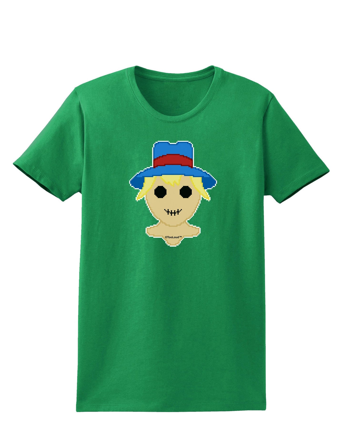 Cute Pixel Scarecrow Womens Dark T-Shirt-TooLoud-Kelly-Green-X-Small-Davson Sales