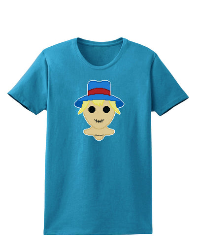 Cute Pixel Scarecrow Womens Dark T-Shirt-TooLoud-Turquoise-X-Small-Davson Sales