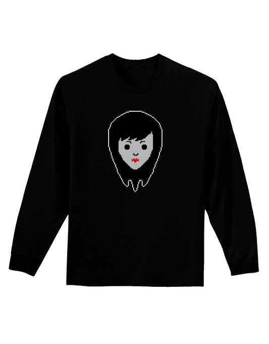 Cute Pixel Vampire Female Adult Long Sleeve Dark T-Shirt-TooLoud-Black-Small-Davson Sales