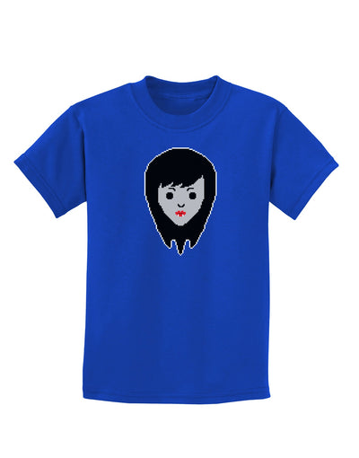 Cute Pixel Vampire Female Childrens Dark T-Shirt-Childrens T-Shirt-TooLoud-Royal-Blue-X-Small-Davson Sales