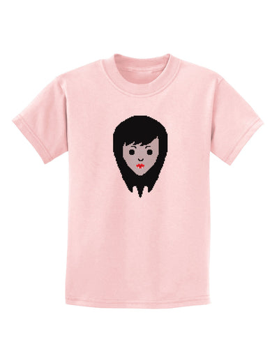 Cute Pixel Vampire Female Childrens T-Shirt-Childrens T-Shirt-TooLoud-PalePink-X-Small-Davson Sales