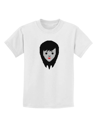 Cute Pixel Vampire Female Childrens T-Shirt-Childrens T-Shirt-TooLoud-White-X-Small-Davson Sales