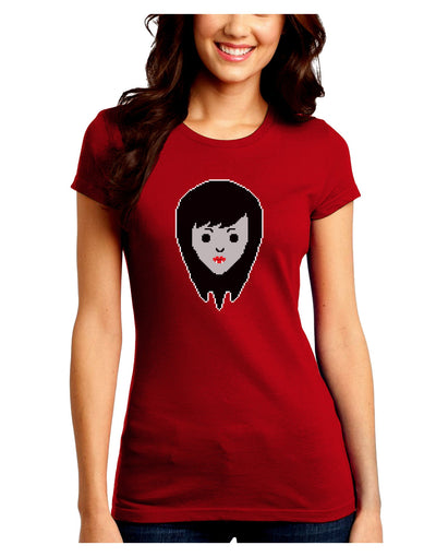 Cute Pixel Vampire Female Juniors Crew Dark T-Shirt-T-Shirts Juniors Tops-TooLoud-Red-Juniors Fitted Small-Davson Sales