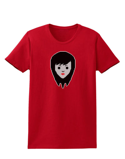 Cute Pixel Vampire Female Womens Dark T-Shirt-TooLoud-Red-X-Small-Davson Sales