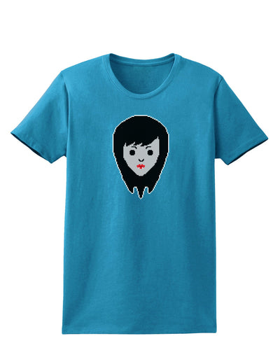 Cute Pixel Vampire Female Womens Dark T-Shirt-TooLoud-Turquoise-X-Small-Davson Sales