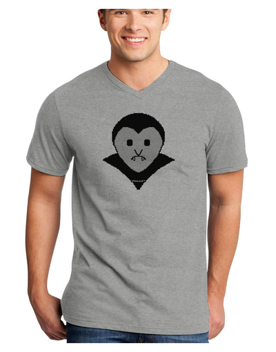 Cute Pixel Vampire Male Adult V-Neck T-shirt-Mens V-Neck T-Shirt-TooLoud-HeatherGray-Small-Davson Sales