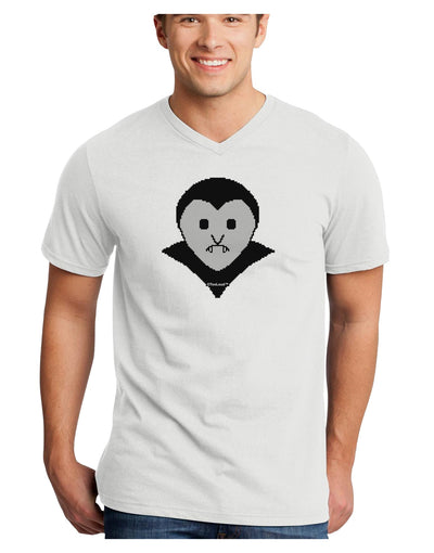 Cute Pixel Vampire Male Adult V-Neck T-shirt-Mens V-Neck T-Shirt-TooLoud-White-Small-Davson Sales