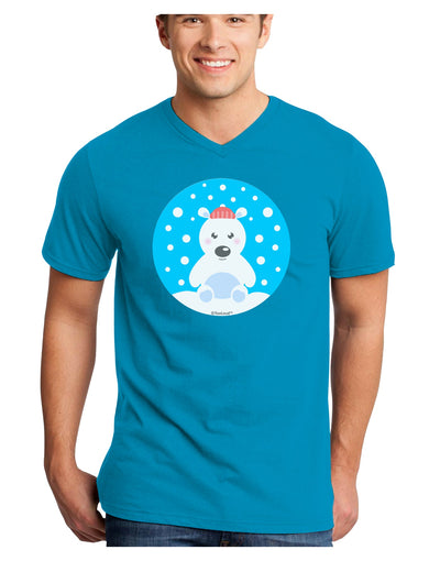 Cute Polar Bear - Christmas Adult Dark V-Neck T-Shirt by TooLoud-Mens V-Neck T-Shirt-TooLoud-Turquoise-Small-Davson Sales