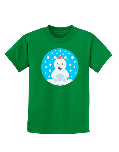 Cute Polar Bear - Christmas Childrens Dark T-Shirt by TooLoud-Childrens T-Shirt-TooLoud-Kelly-Green-X-Small-Davson Sales