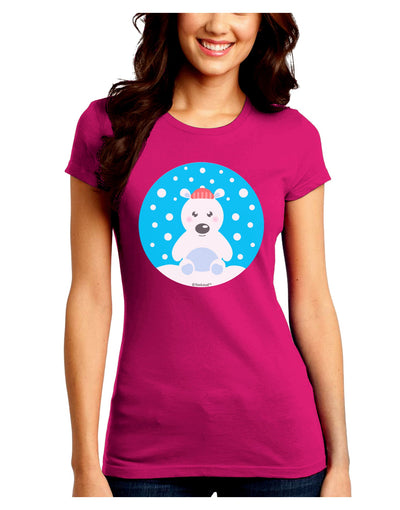 Cute Polar Bear - Christmas Juniors Crew Dark T-Shirt by TooLoud-T-Shirts Juniors Tops-TooLoud-Hot-Pink-Juniors Fitted Small-Davson Sales