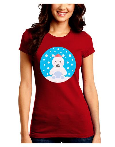 Cute Polar Bear - Christmas Juniors Crew Dark T-Shirt by TooLoud-T-Shirts Juniors Tops-TooLoud-Red-Juniors Fitted Small-Davson Sales