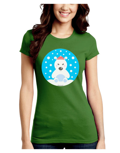 Cute Polar Bear - Christmas Juniors Crew Dark T-Shirt by TooLoud-T-Shirts Juniors Tops-TooLoud-Kiwi-Green-Juniors Fitted X-Small-Davson Sales