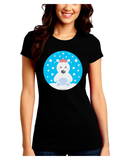 Cute Polar Bear - Christmas Juniors Crew Dark T-Shirt by TooLoud-T-Shirts Juniors Tops-TooLoud-Black-Juniors Fitted Small-Davson Sales