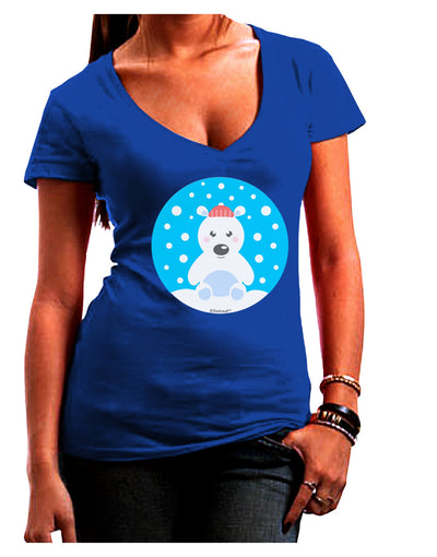 Cute Polar Bear - Christmas Juniors V-Neck Dark T-Shirt by TooLoud-Womens V-Neck T-Shirts-TooLoud-Royal-Blue-Juniors Fitted Small-Davson Sales