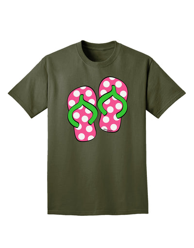 Cute Polka Dot Flip Flops - Pink and Green Adult Dark T-Shirt-Mens T-Shirt-TooLoud-Military-Green-Small-Davson Sales