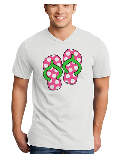 Cute Polka Dot Flip Flops - Pink and Green Adult V-Neck T-shirt-Mens V-Neck T-Shirt-TooLoud-White-Small-Davson Sales