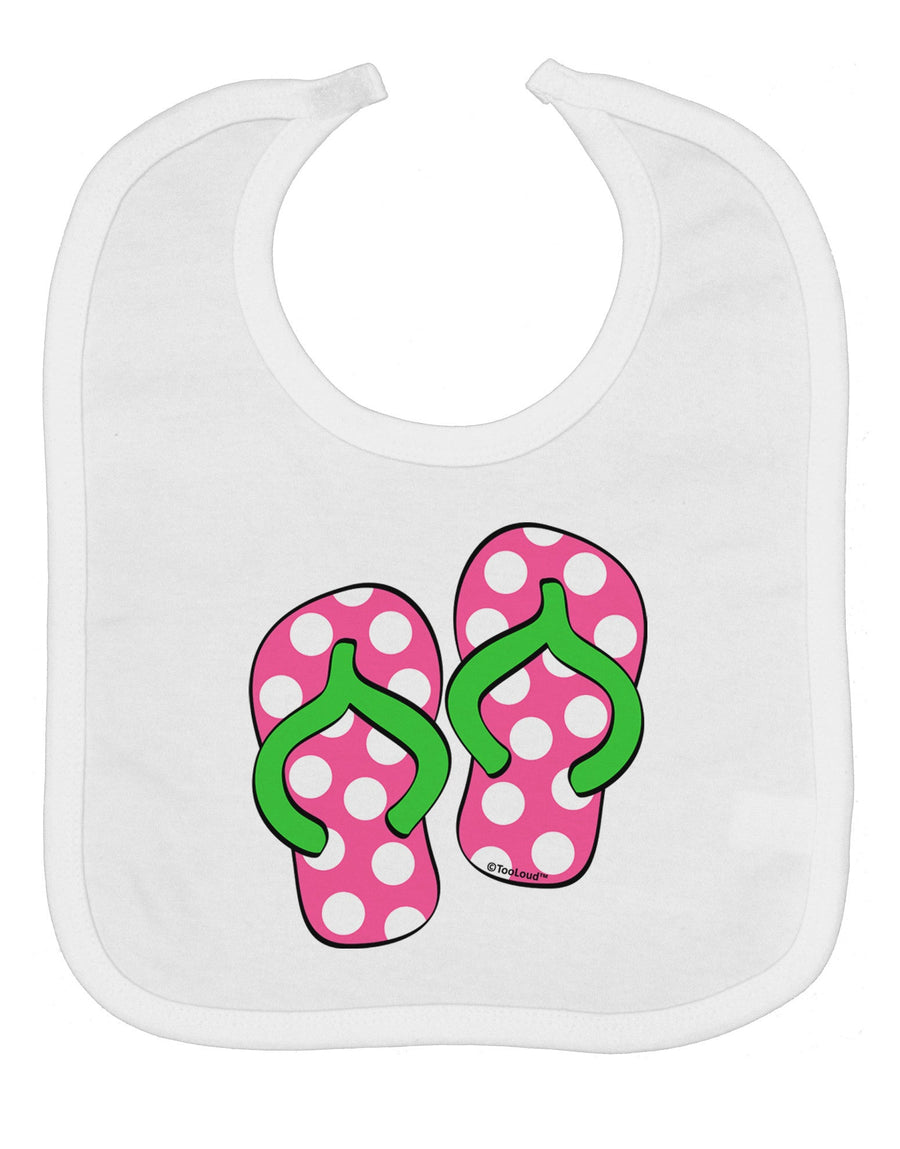 Cute Polka Dot Flip Flops - Pink and Green Baby Bib