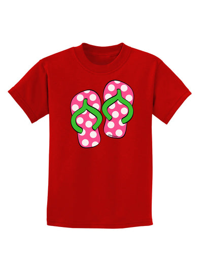 Cute Polka Dot Flip Flops - Pink and Green Childrens Dark T-Shirt-Childrens T-Shirt-TooLoud-Red-X-Small-Davson Sales