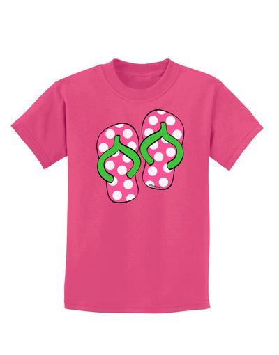 Cute Polka Dot Flip Flops - Pink and Green Childrens Dark T-Shirt-Childrens T-Shirt-TooLoud-Sangria-X-Small-Davson Sales