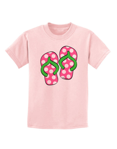 Cute Polka Dot Flip Flops - Pink and Green Childrens T-Shirt-Childrens T-Shirt-TooLoud-PalePink-X-Small-Davson Sales