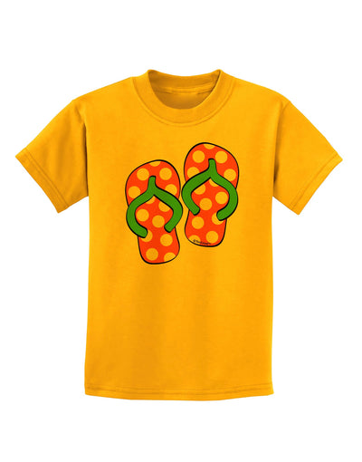 Cute Polka Dot Flip Flops - Pink and Green Childrens T-Shirt-Childrens T-Shirt-TooLoud-Gold-X-Small-Davson Sales