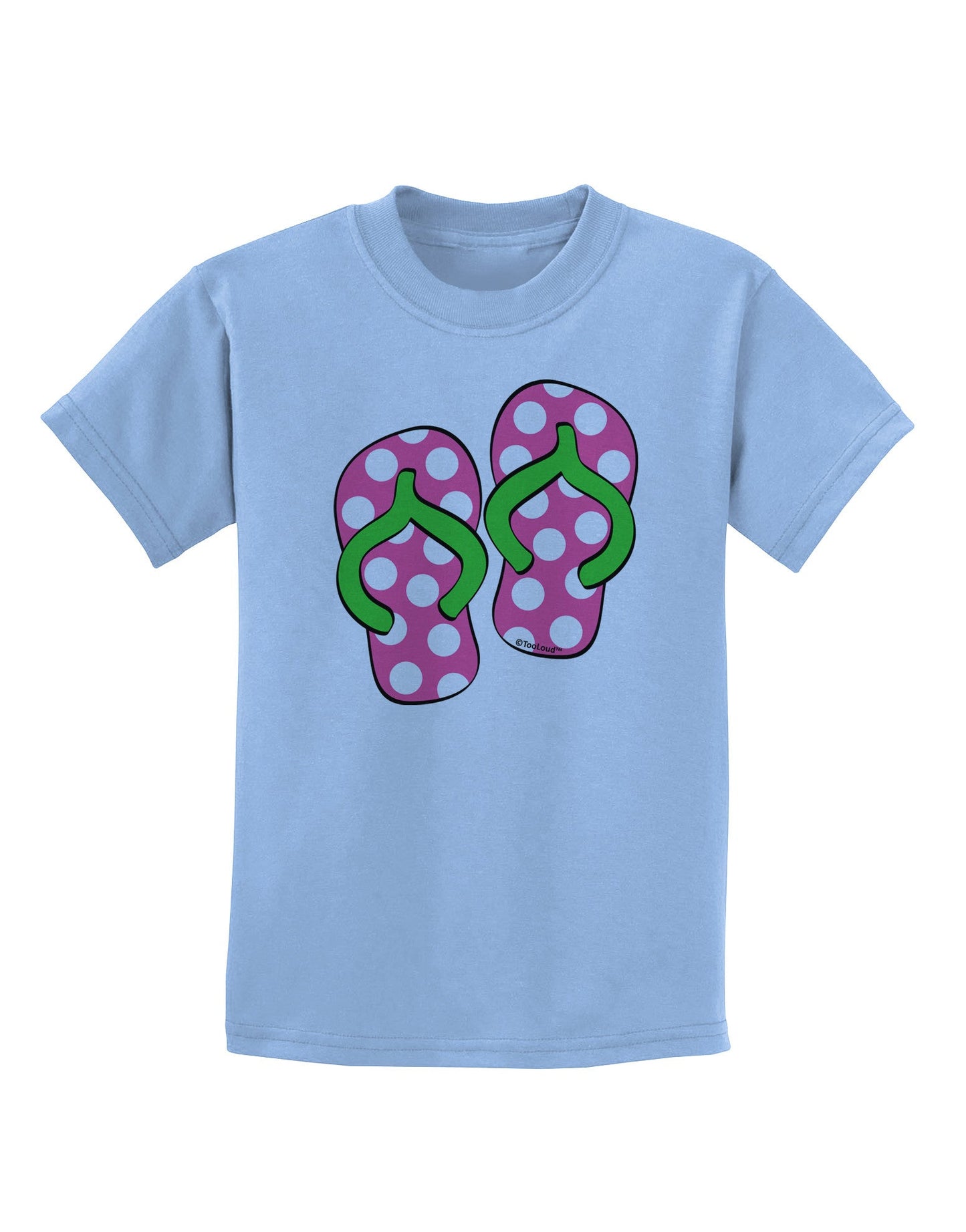 Cute Polka Dot Flip Flops - Pink and Green Childrens T-Shirt-Childrens T-Shirt-TooLoud-Light-Blue-X-Small-Davson Sales