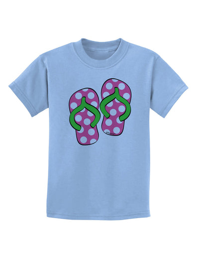 Cute Polka Dot Flip Flops - Pink and Green Childrens T-Shirt-Childrens T-Shirt-TooLoud-Light-Blue-X-Small-Davson Sales