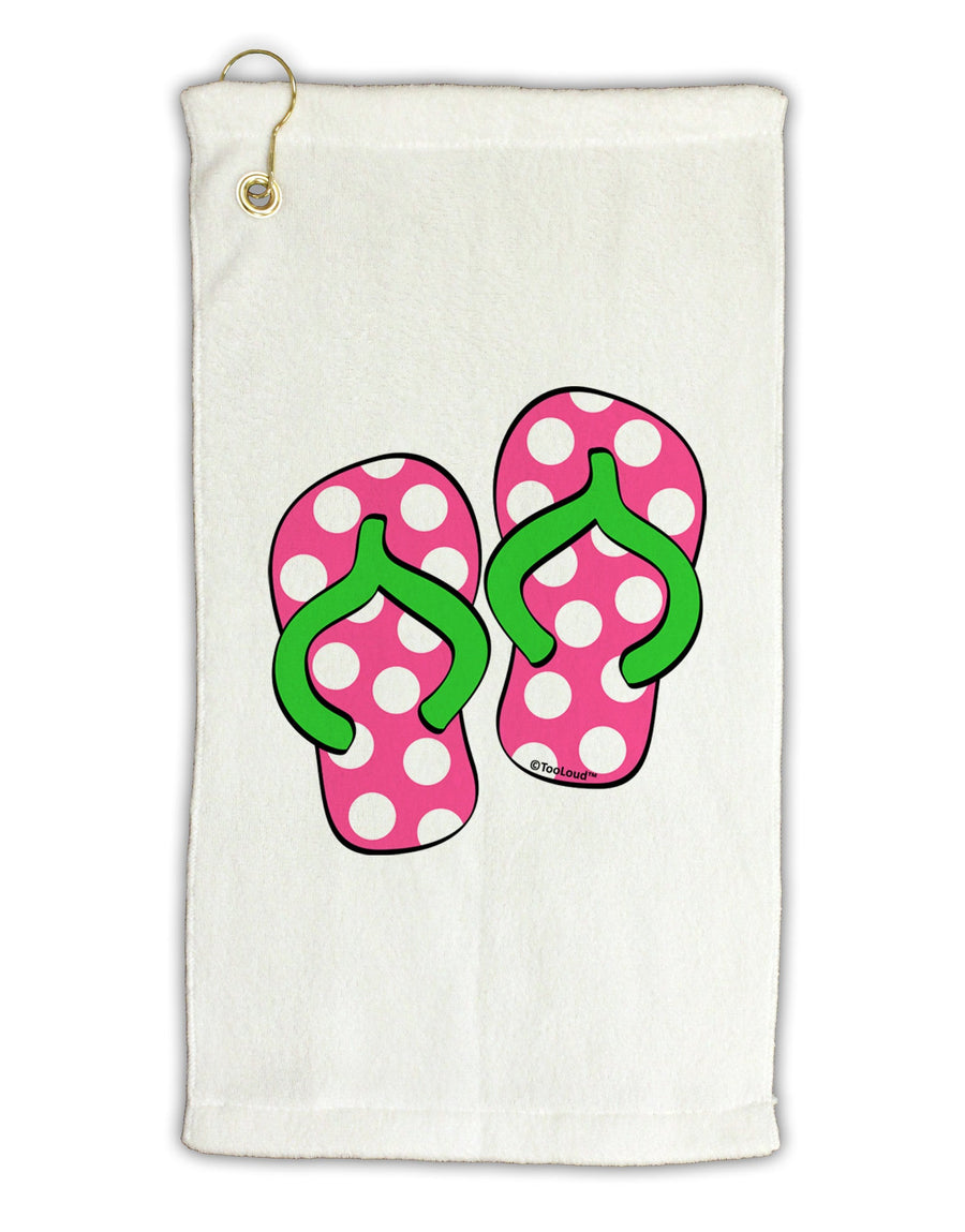 Cute Polka Dot Flip Flops - Pink and Green Micro Terry Gromet Golf Towel 16 x 25 inch-Golf Towel-TooLoud-White-Davson Sales