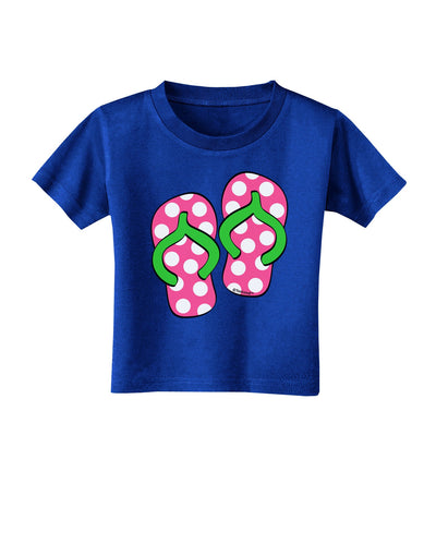 Cute Polka Dot Flip Flops - Pink and Green Toddler T-Shirt Dark-Toddler T-Shirt-TooLoud-Royal-Blue-2T-Davson Sales