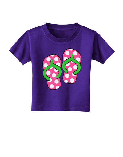 Cute Polka Dot Flip Flops - Pink and Green Toddler T-Shirt Dark-Toddler T-Shirt-TooLoud-Purple-2T-Davson Sales