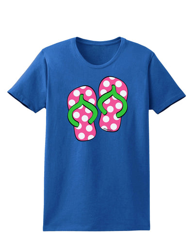 Cute Polka Dot Flip Flops - Pink and Green Womens Dark T-Shirt-TooLoud-Royal-Blue-X-Small-Davson Sales