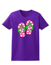 Cute Polka Dot Flip Flops - Pink and Green Womens Dark T-Shirt-TooLoud-Purple-X-Small-Davson Sales